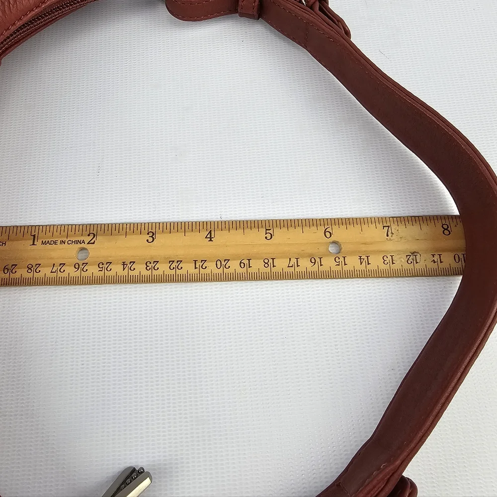 Longaberger Leather So Rachel Boho Shoulder Bag Merlot/Red - Picture 12 of 12